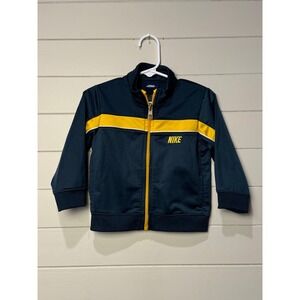 Nike Boys 18 'Months Track Jacket Navy Blue Yellow Logo‎ Zip Up Lightweight